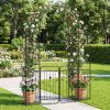 87 inch Tall Garden Arch with Gate Planter Shelves Climbing Trellises