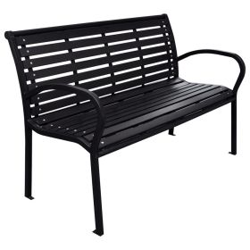 Garden Bench Black WPC (Wood Plastic Composite), Steel 116 cm wide