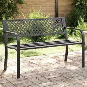 Garden Bench Black Steel 47 inches Width Durable Garden Bench