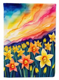 Daffodils in Color House Flag Large Porch Sleeve Pole Decorative Outside Yard Banner Artwork Wall Hanging, Polyester, House Size, Multicolor