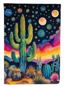 Queen of the Night Cactus in Color House Flag Large Porch Sleeve Pole Decorative Outside Yard Banner Artwork Wall Hanging, Polyester, House Size
