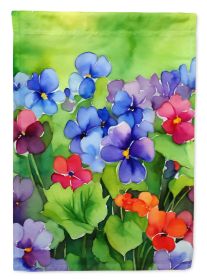 Illinois Violet in Watercolor House Flag Large Porch Sleeve Pole Decorative Outside Yard Banner Artwork Wall Hanging, Polyester, House Size