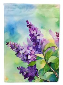 New Hampshire Purple Lilac in Watercolor House Flag Large Porch Sleeve Pole Decorative Outside Yard Banner Artwork Wall Hanging, Polyester, House