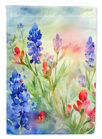 Texas Bluebonnets in Watercolor House Flag Large Porch Sleeve Pole Decorative Outside Yard Banner Artwork Wall Hanging, Polyester, House Size