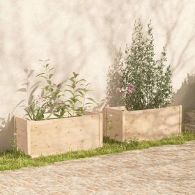 Garden Planter Set of 2 Brown Solid pinewood Medium Durable