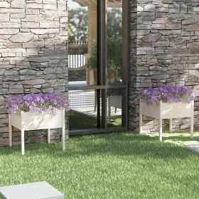 Garden Planter Set of 2 White Solid pinewood 27.6x27.6x27.6 in