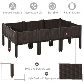 6 Piece Raised Garden Bed with Legs, Self-Watering Planter Box Raised Bed to Grow Flowers, Herbs & Vegetables, Brown