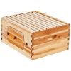 Bee Hive Deep Box Starter Kit, 100% Beeswax Coated Natural Fir Wood, Langstroth Beehive Kit with 10 Frames and Foundations