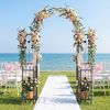 87 inch Tall Garden Arch with Gate Planter Shelves Climbing Trellises